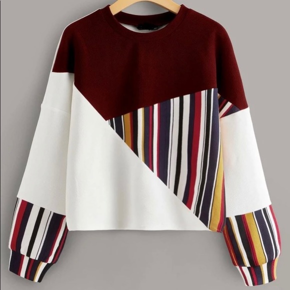 Tops - NEW Boutique! Striped Color Block Pullover